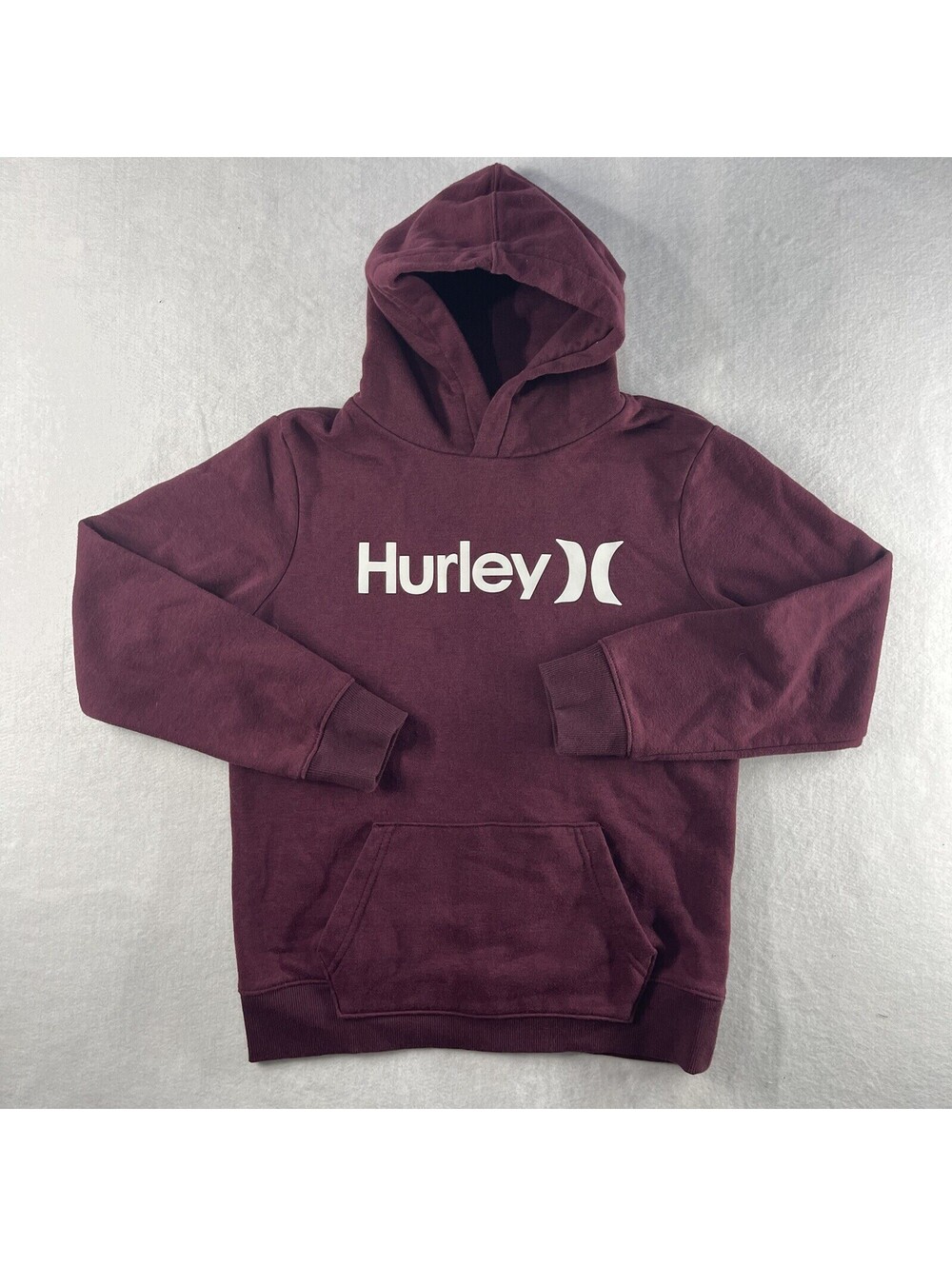 Hurley Hoodie Kids Large 12-13 Fleece Sweatshirt Maroon Outdoors Playground Logo